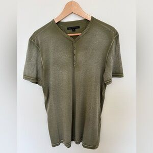 John Varvatos USA Olive Short Sleeve Henley